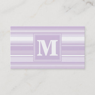 Monogramm lila Streifen Visitenkarte