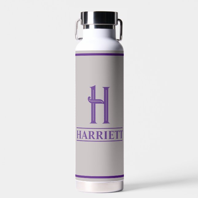 Monogramm Lila  Trinkflasche (Vorne)