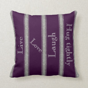Monogramm-lila u. silberner Glitzer-gestreiftes Kissen