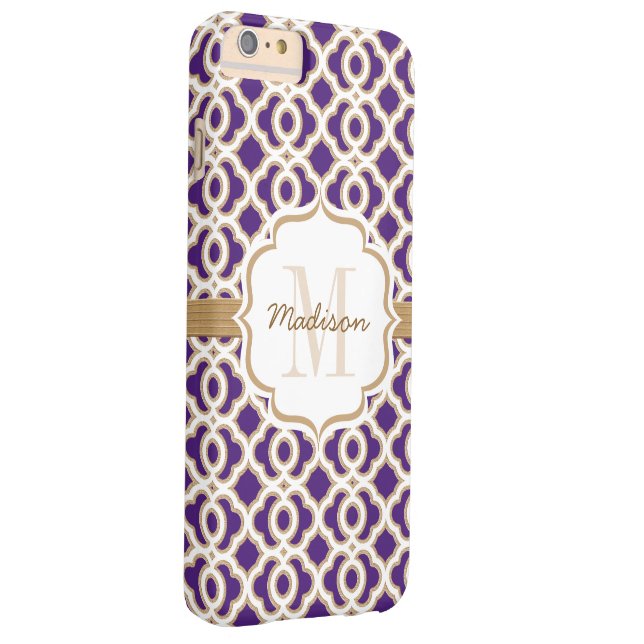 Monogramm-Lila- und Goldfolie Case-Mate iPhone Hülle (Rückseite/Rechts)