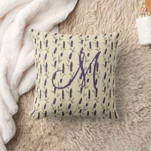 Monogramm lila violett beige botanisch floral kissen