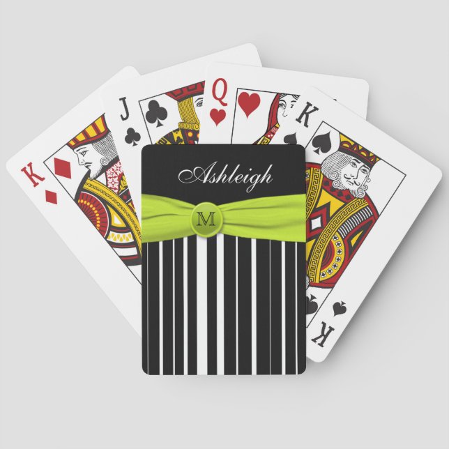 Monogramm Limone, Schwarz-weiß gestreifte Spielkar Spielkarten (Rückseite)