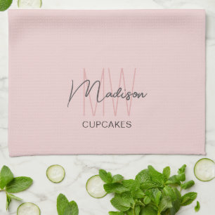 Monogramm-Logo Bäckerei Pink Geschirrtuch