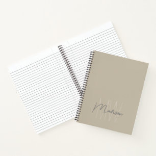 Monogramm-Logo Beige Modern Minimalistisch Notizbuch