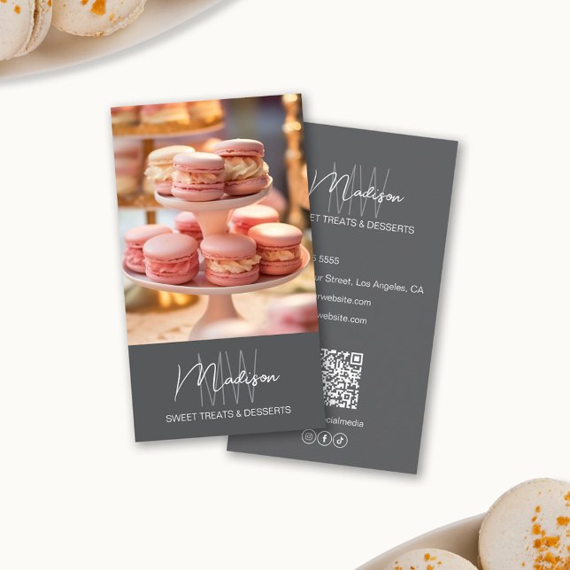 Monogramm-Logo der Bäckerei Grau Visitenkarte (Bakery Monogram Logo Gray Business Card)