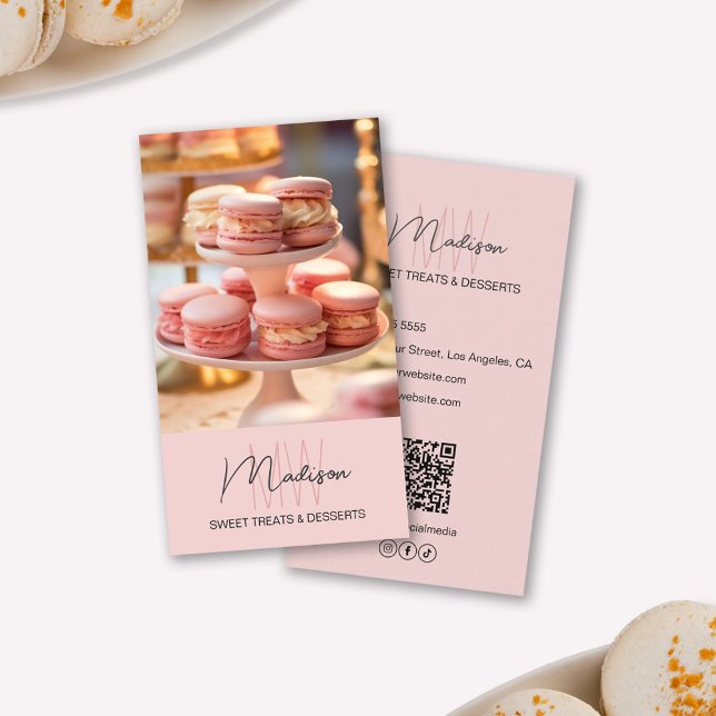 Monogramm-Logo für Bäckereien Rosa Visitenkarte (Bakery Monogram Logo Pink Business Card)