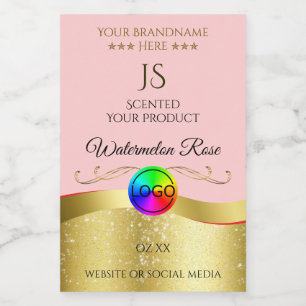 Monogramm-Logo für hellrote Wavy-Gold Lebensmitteletikett