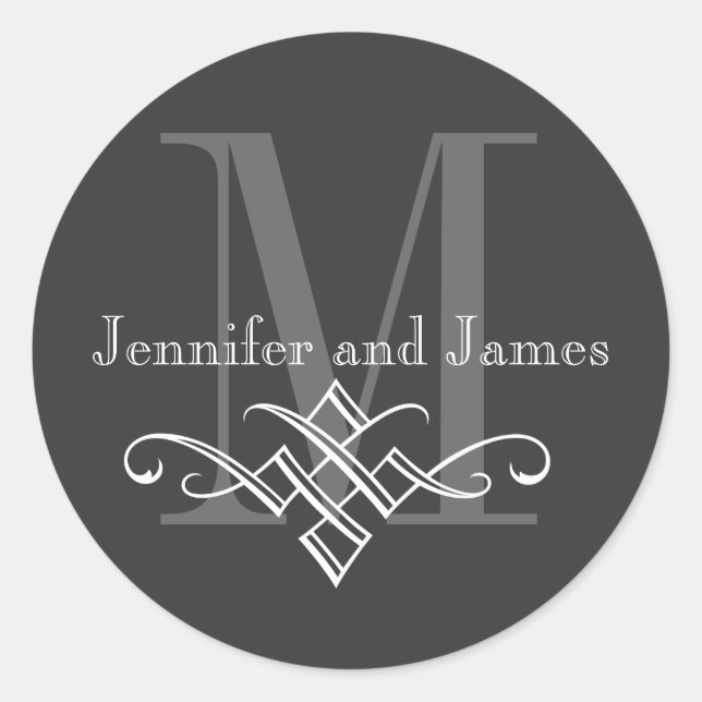 Monogramm-Logo-Namen für Hochzeitskleber Runder Aufkleber (Vorderseite)