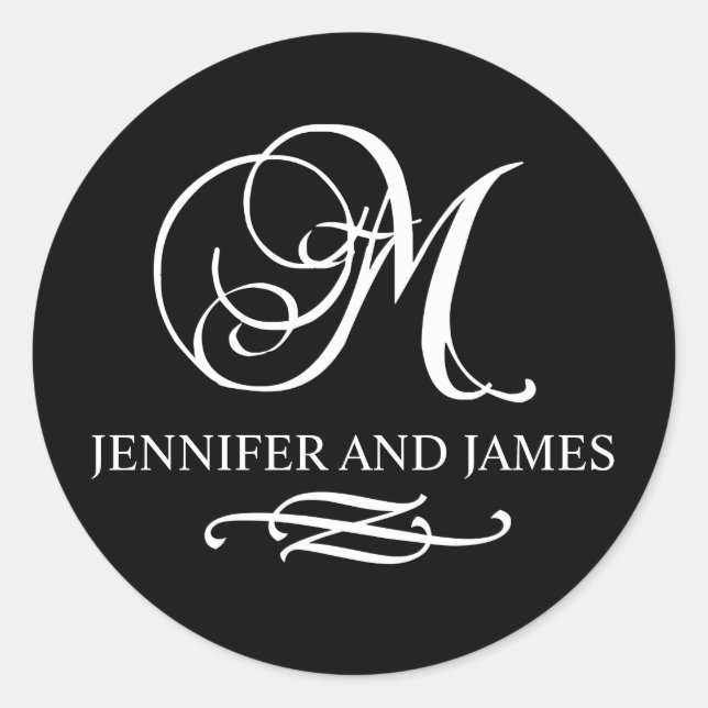 Monogramm-Logo-Namen Gastgeschenk Hochzeit-Aufkleb Runder Aufkleber (Vorderseite)