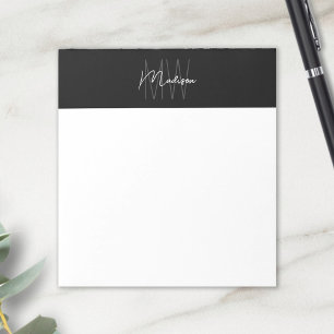 Monogramm-Logo Schwarz-Weiß Modern Minimalistisch Post-it Klebezettel