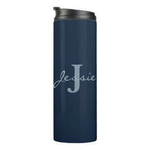 Monogramm Lotus-Malerei mit personalisiertem Namen Thermosbecher