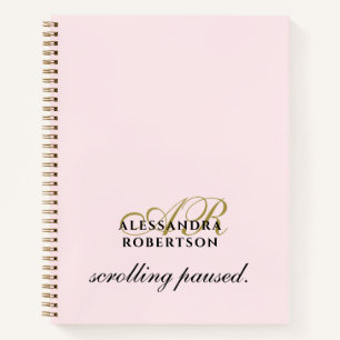 Monogramm Lustiges Pastell Rosa Gold Schwarz Minim Notizbuch