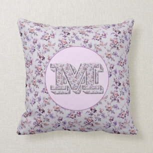 Monogramm Luxus-Blume Kissen