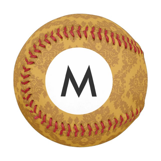 Monogramm Luxus Golden Damast Baseball (Vorderseite Links)