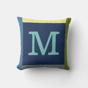 Monogramm-M-Außenkissen mit farbigem Rand Kissen