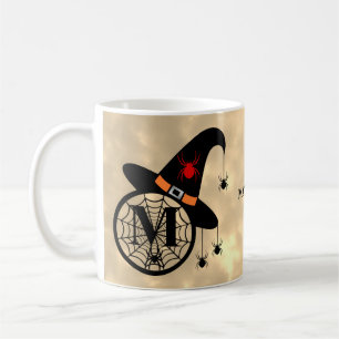 Monogramm M Halloween Himmel Hexe Spinnen Name Kaffeetasse