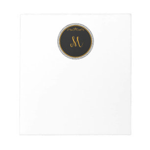 Monogramm M, schwarz und gold, Notizblock