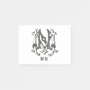 Monogramm M und N, Initial M und N, Einzelgeschenk Post-it Klebezettel