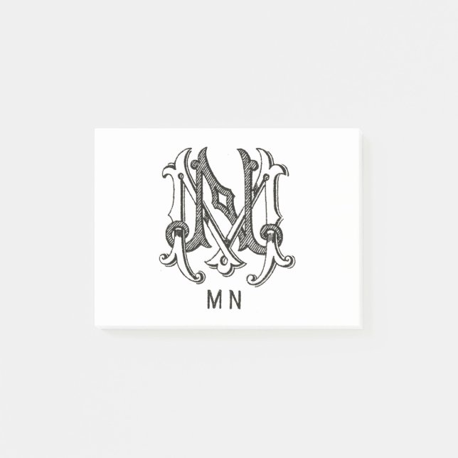 Monogramm M und N, Initial M und N, Einzelgeschenk Post-it Klebezettel (Vorderseite)