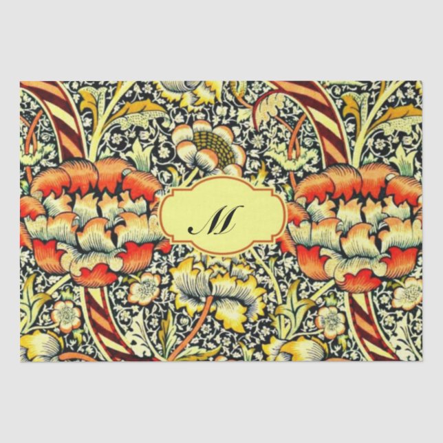 Monogramm "M" William Morris Design Seidenpapier (Vorderseite)