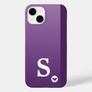 Monogramm Mädchenlila Herz Einfach Modern Chic Cas Case-Mate iPhone 14 Hülle