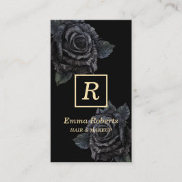Monogramm Makeup & Hair Stylist Elegant Dark Flora Visitenkarte