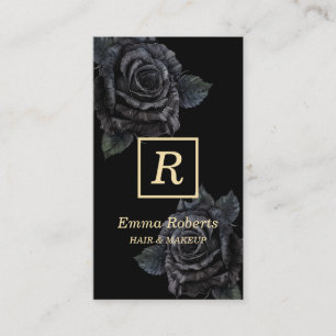 Monogramm Makeup & Hair Stylist Elegant Dark Flora Visitenkarte