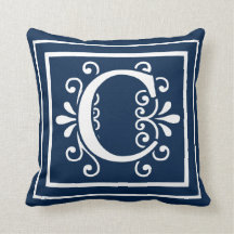 Monogramm-Marine-Blau-Weiß des Buchstabe-C