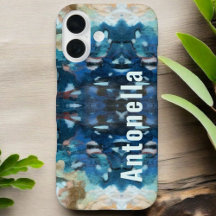 Monogramm Marineblau aquamarin Creme abstrakte Was