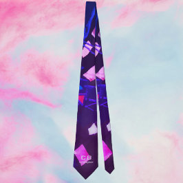 Monogramm Marineblau Indigo lila rosa abstrakt Krawatte