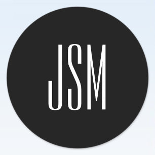 Monogramm, Marke oder Firmenname   Schwarz und Wei Runder Aufkleber