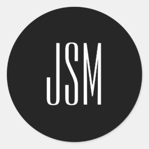 Monogramm, Marke oder Firmenname Schwarz und Wei Runder Aufkleber