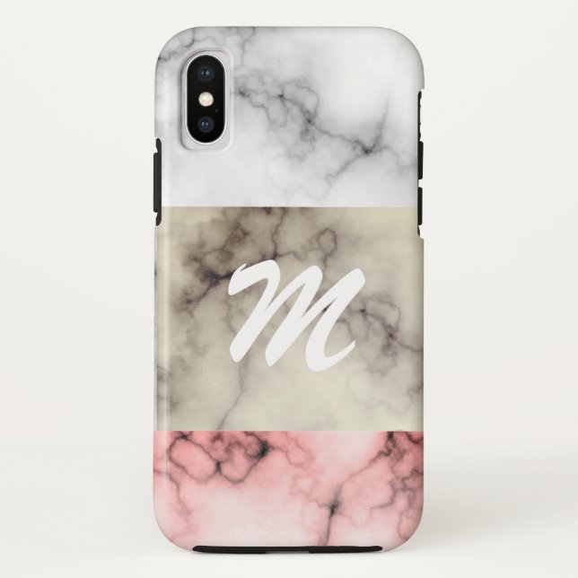 Monogramm-Marmor-Farbblöcke Case-Mate iPhone Hülle (Rückseite)