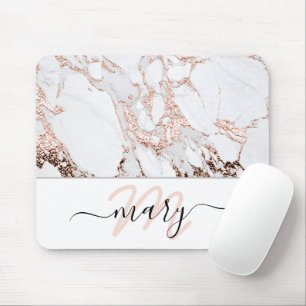 Monogramm Marmor Rose Rosa Abstrakt Mousepad