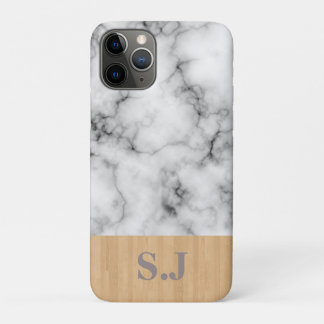 Monogramm-Marmor und Holzmuster Case-Mate iPhone Hülle