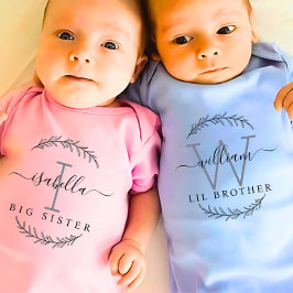 Monogramm Matching big sister small sis Baby Strampler