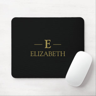 Monogramm-Maus-Pad für Schwarz und Gold - Schreibt Mousepad