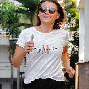 Monogramm 'meine Welt' Aktivbekleidung Klassik Wei T-Shirt