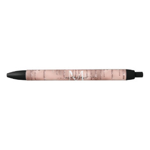 Monogramm Metallisch Roségold Rosa Glittertropfen Kugelschreiber