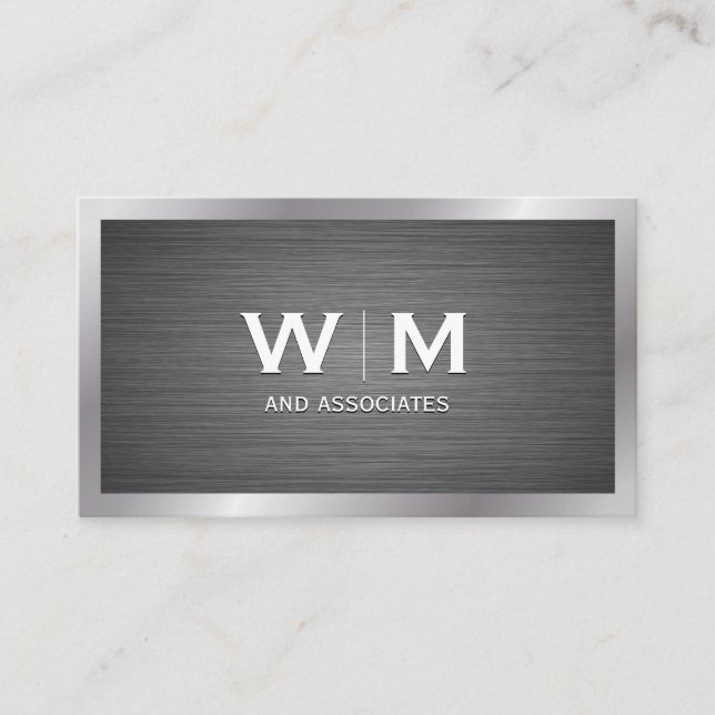 Monogramm | Metallische Grenze Visitenkarte (Vorderseite)
