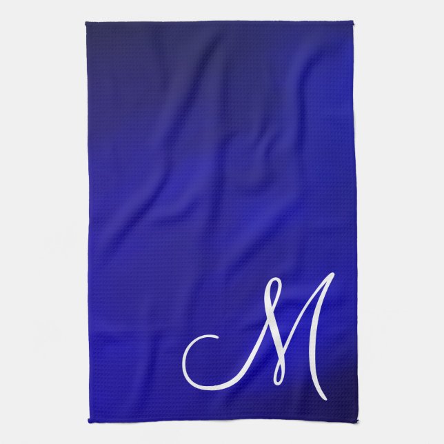 Monogramm-metallische Königsblau-Küche Towell Geschirrtuch (Vertikal)