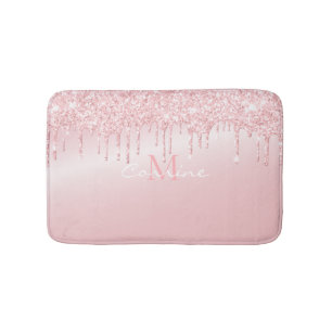 Monogramm Metallische Rose Quarz Pink Glitzer Trop Badematte