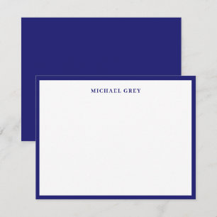 Monogramm Midnightblau Elegante Umrandung Mitteilungskarte