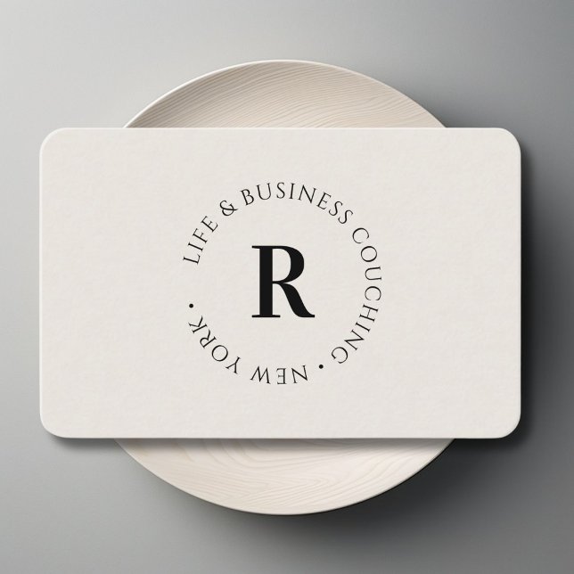 Monogramm, mindestens Beige Visitenkarte (Monogram, Minimum Beige Business Card)