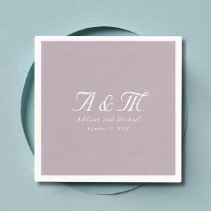 Monogramm, Minimal, elegant, Pulver Lila, Hochzeit Serviette