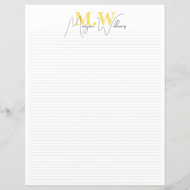 Monogramm-Minimalist Chic Name Briefpapier (Vorderseite)