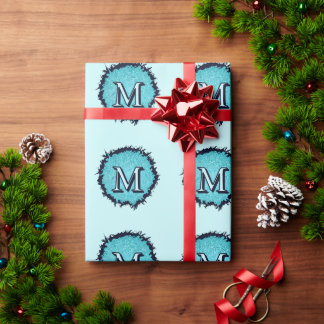 Monogramm minimalist einfaches chic blau abstrakt geschenkpapier