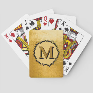 Monogramm minimalist einfaches Schwarz Faux-Gold Spielkarten
