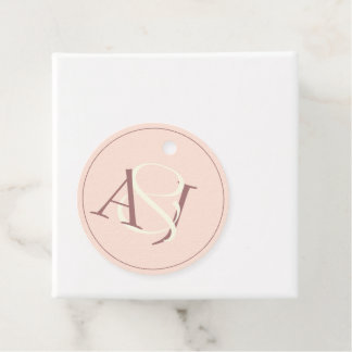 Monogramm-Minimalist-Roségold- und Malven-Hochzeit Geschenkanhänger