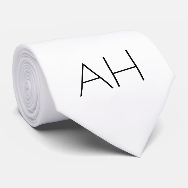 Monogramm Minimalist Weiß Name Modern Krawatte (Gerollt)